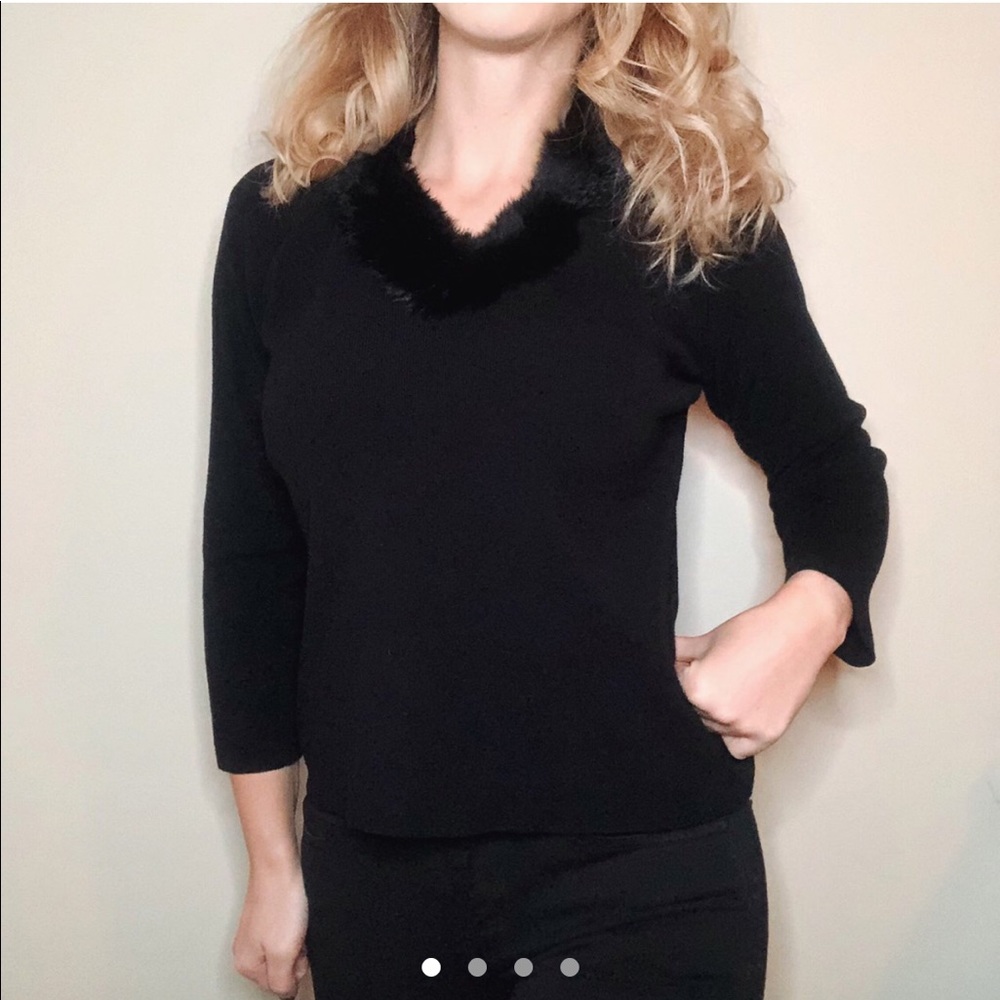 Black Sweater with Faux Fur